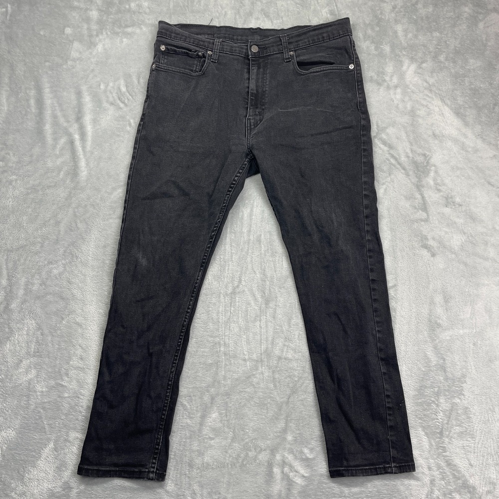 Levi's 512‎ Jeans Mens 36x30 (34x28) Black Denim Red Tab Straight Leg Grunge Y2K